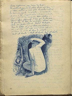 NU BLEU Album Noa Noa Notes manuscrites et femmes près d'une cascade de Paul Gauguin