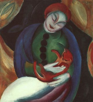 Franz_Marc-Girl_with_Cat_II(Mädchen_mit_Katze_II)-(1912)