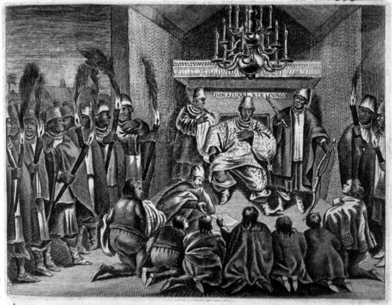 King-of-Kongo-Receiving-Dutch-Ambassadors-1642-DO-Dapper-Description-de-lAfrique-Traduite-du-Flamand-1686